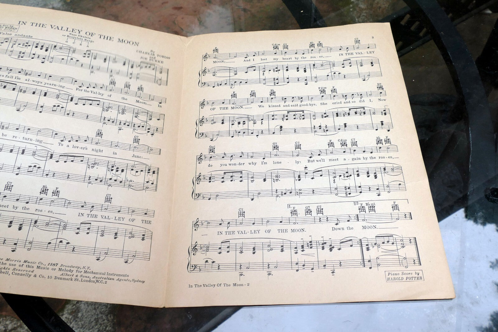 In the Valley of the Moon Sheet Music Ben Cutler 1932 New York Broadway