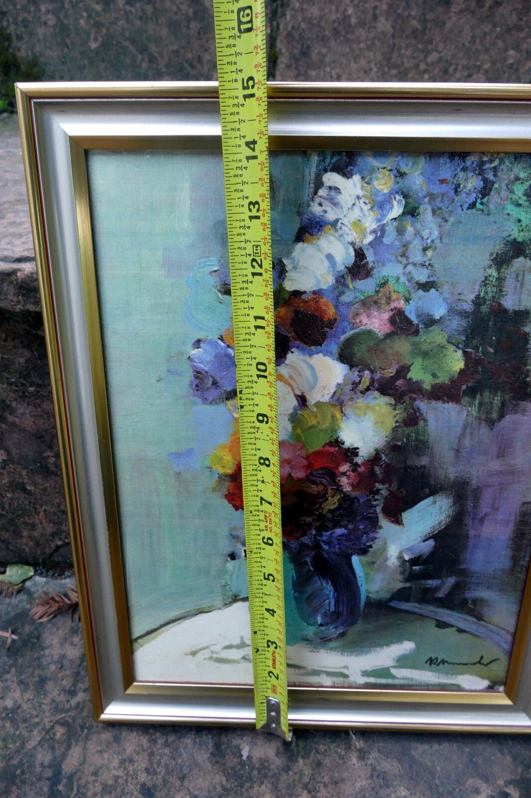 Raymond Thuilier, Baumaniere wall art painting flowers  - Menu Les Baux France