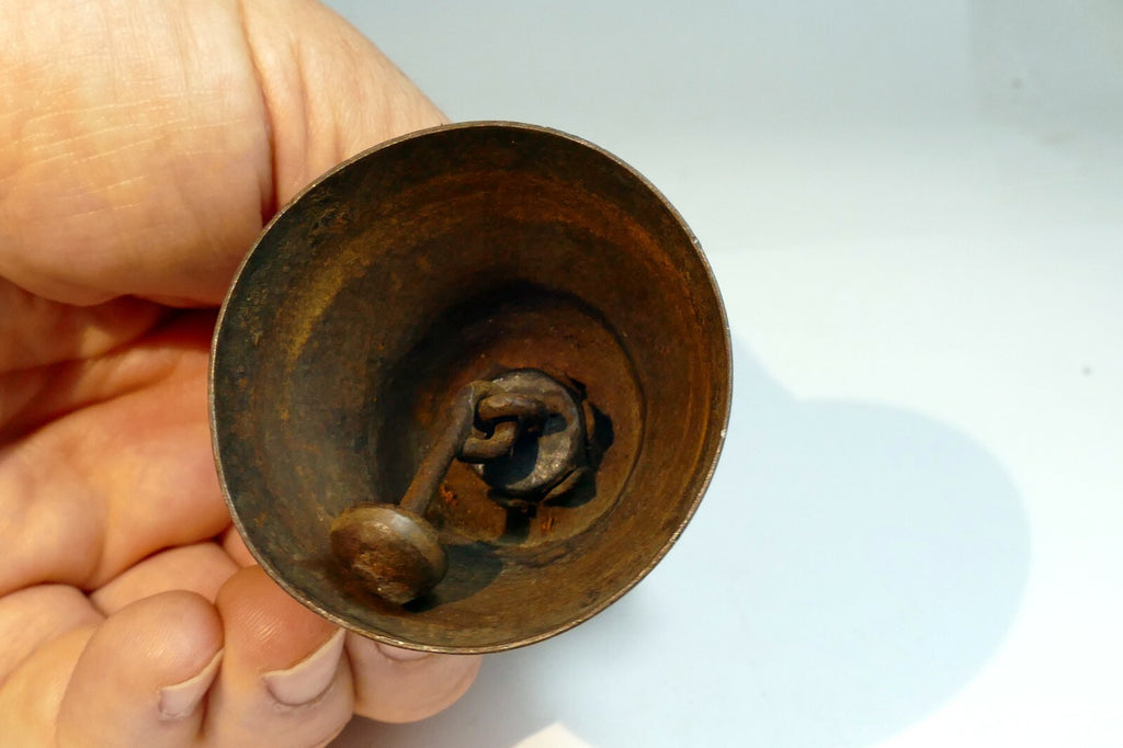 1.5" Solid Brass metal School Diner Bell with wooden handle vintage
