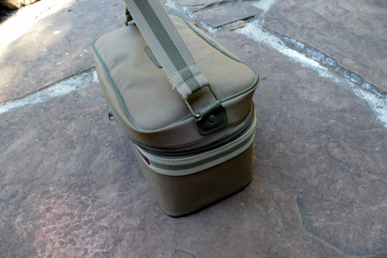 New York Sasson Paris purse Case khaki shoulder travel bag 7X7X12" Vintage