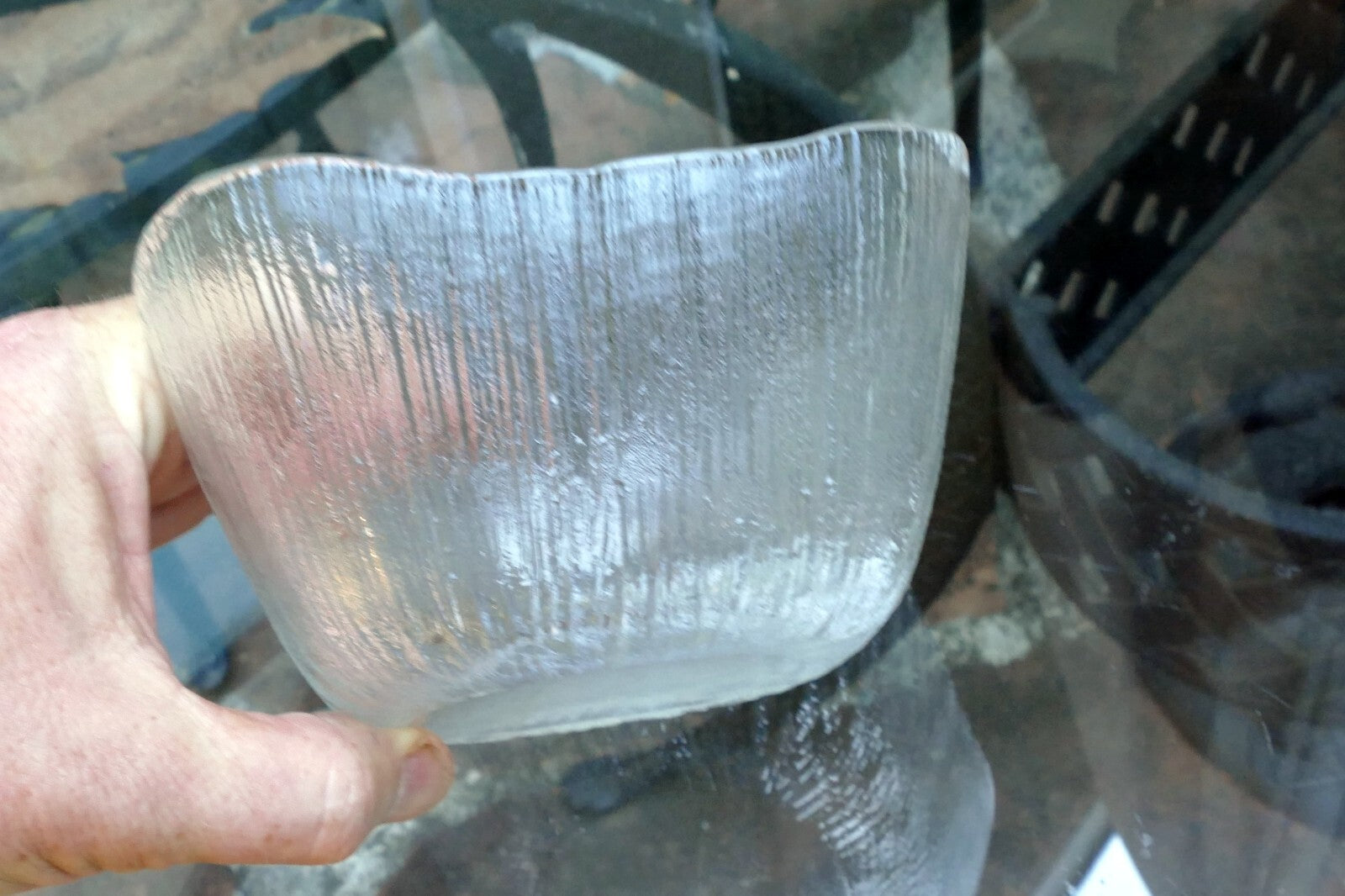 Sasaki Japan Rain Textured Square Clear Glass 5 1/2" Dish Bowl 5.5X5.5X3" deep