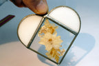 Garden Dried Flowers Stained Glass Suncatcher 3" Heart Shaped sun catcher