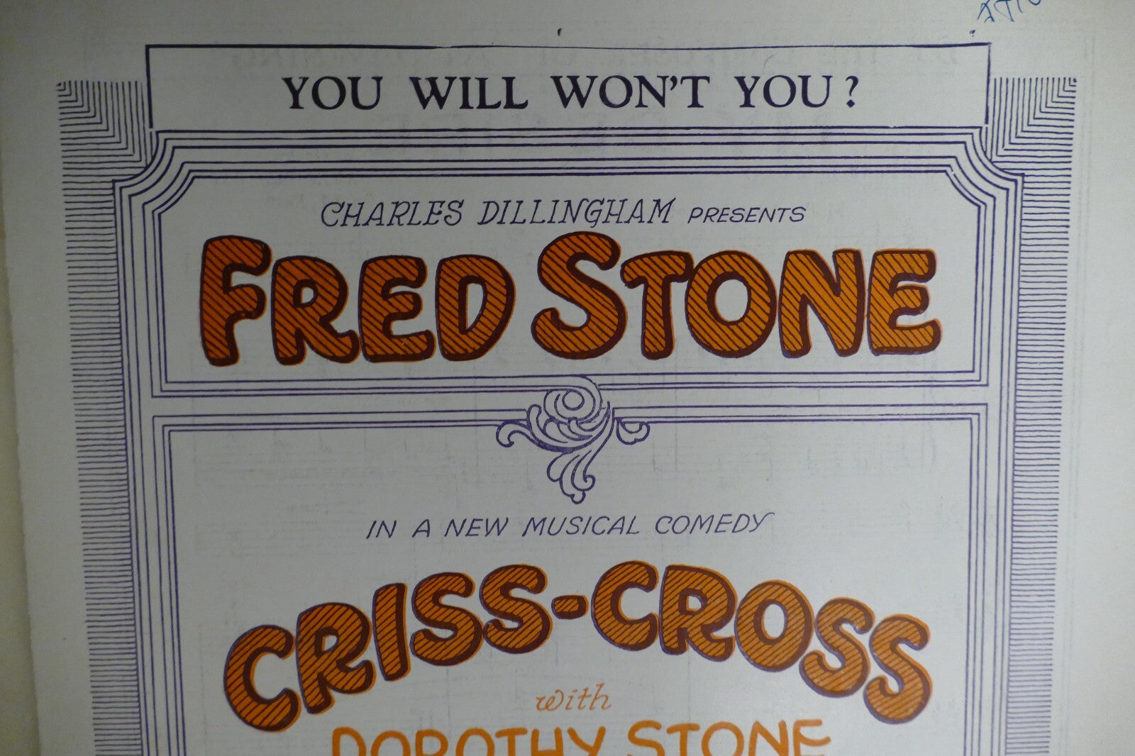 You will won't you sheet music 1926 by jerome kern from "criss cross" musical