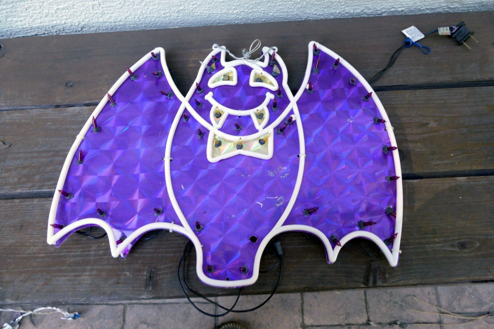 Halloween 18" Lighted Window Purple Vampire Bat - vintage decor