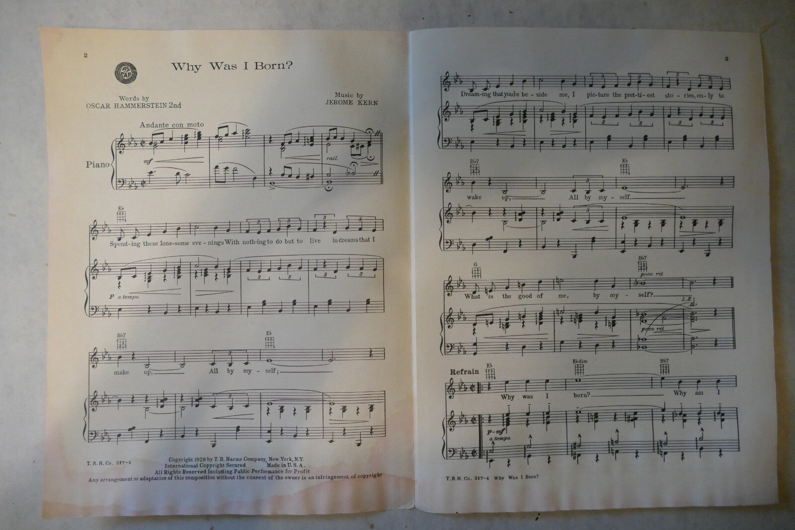 Why Was I Born 1929, from "Sweet Adeline", by Jerome Kern, Oscar Hammerstein 2nd