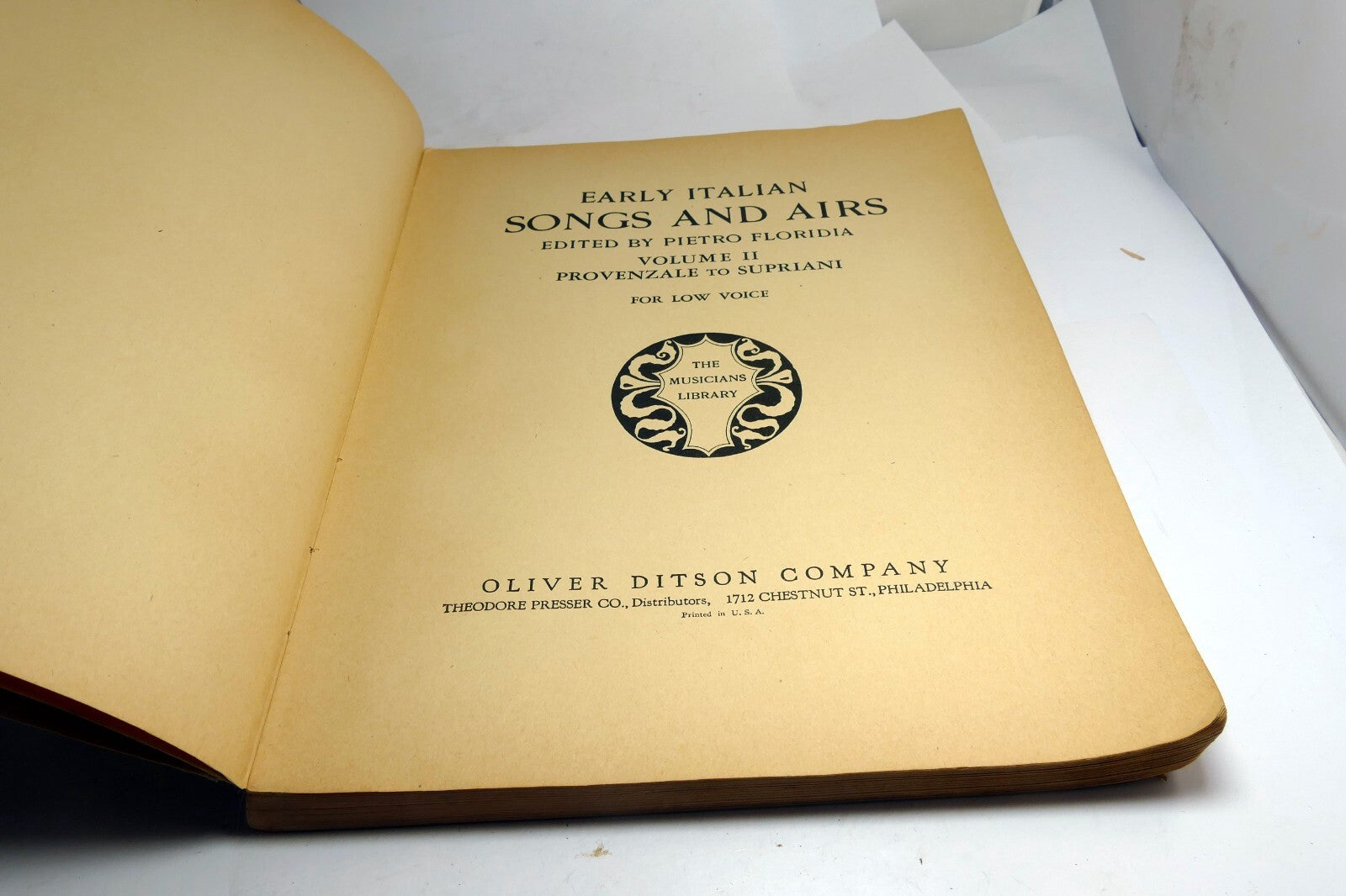 Early Italian Songs & Airs Vol 2 For Low Voice Songbook 1924 Supriani Provenzale