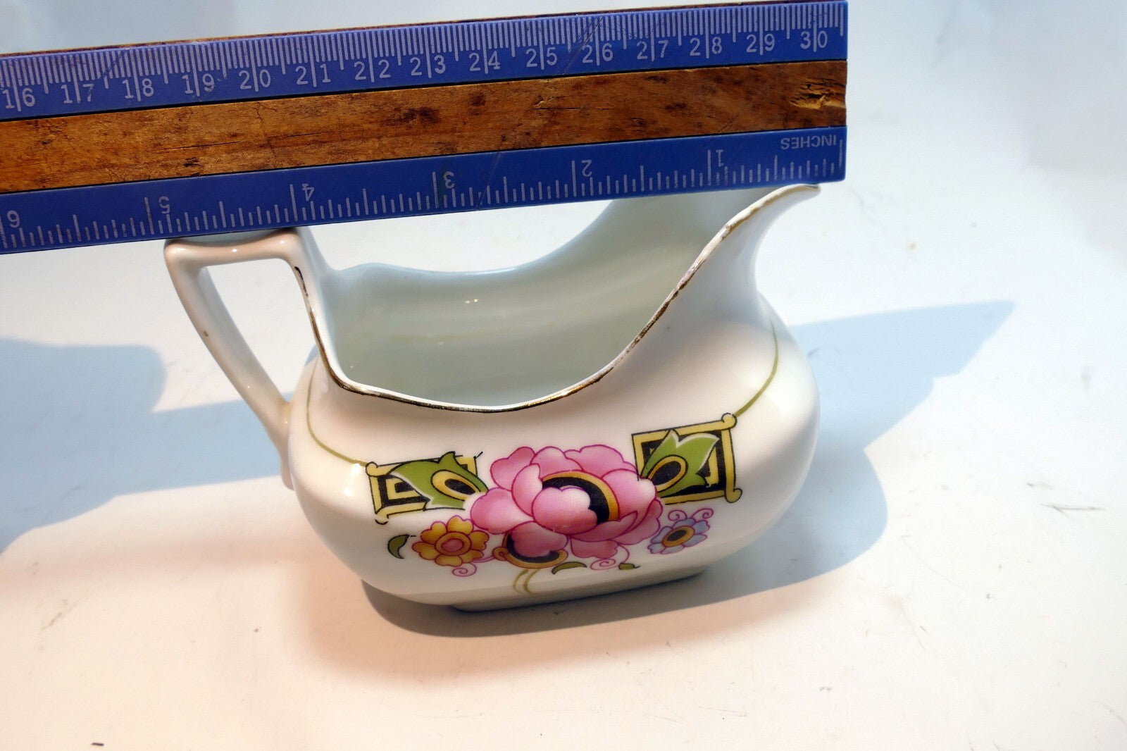Z.S. & Co Creamer pitcher Flowers Pink with gold trim  made in Bavaria