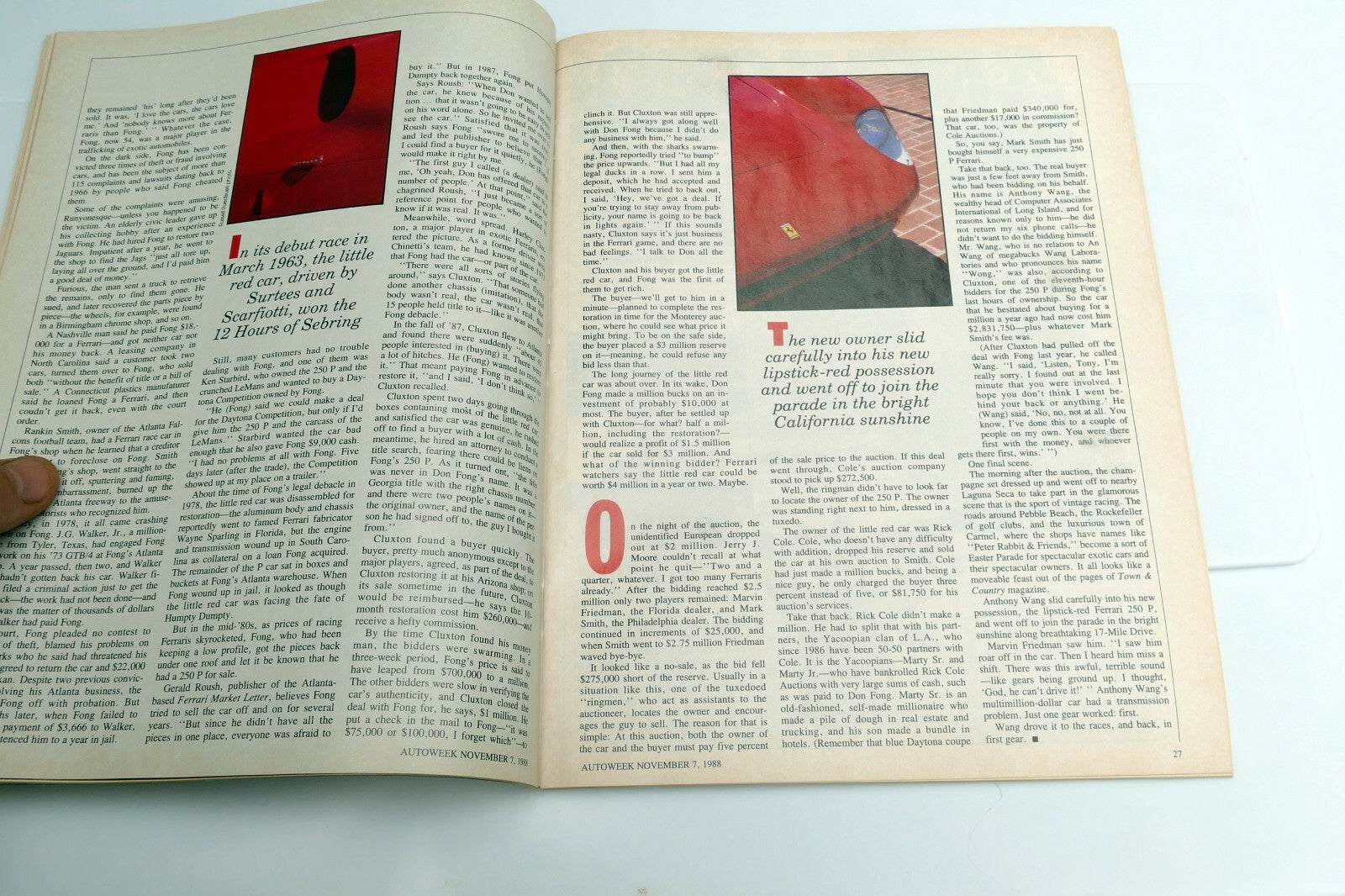 AutoWeek Magazine Nov. 7 1988 Ferrari 250P, 300ZX RX-7 Jaguar XJ 220 Geo Tracker