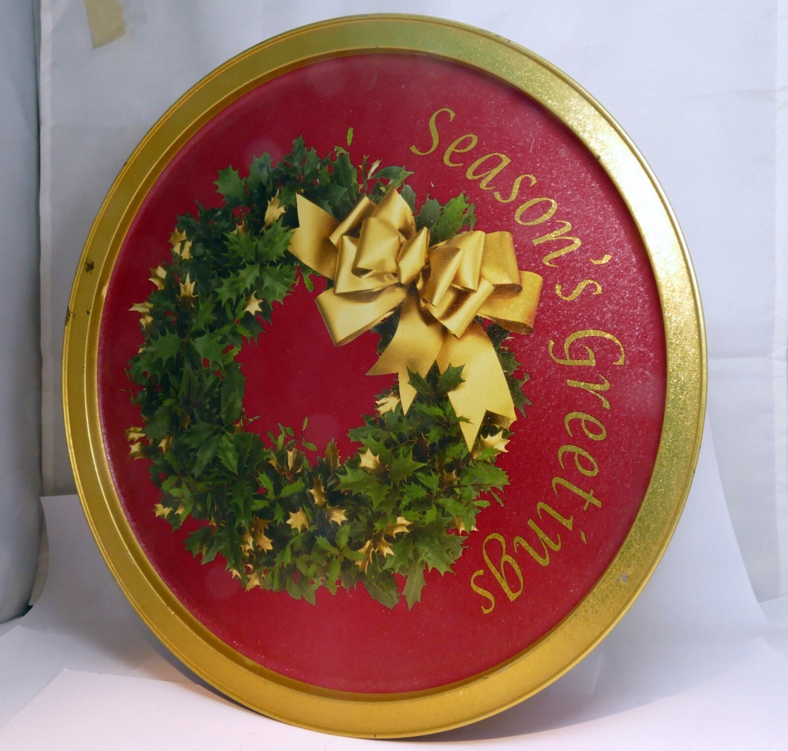 Double chocolate chip cookie christmas eve tin large 12x12" round wreath bow