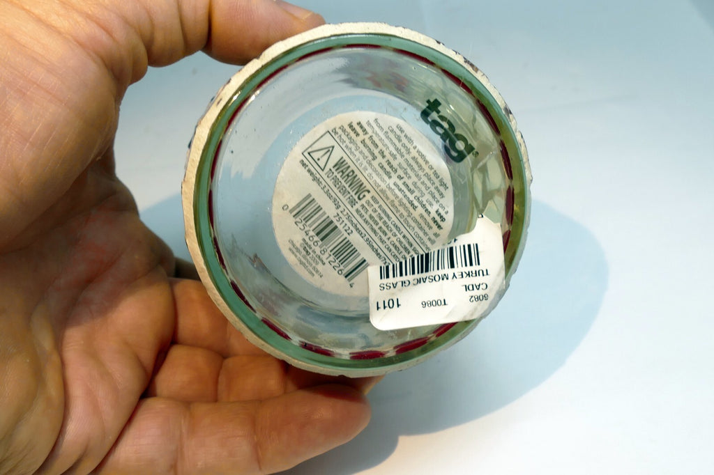 3" Glass Candle holder Red Yellow tealight hand made colorful Turkey bird