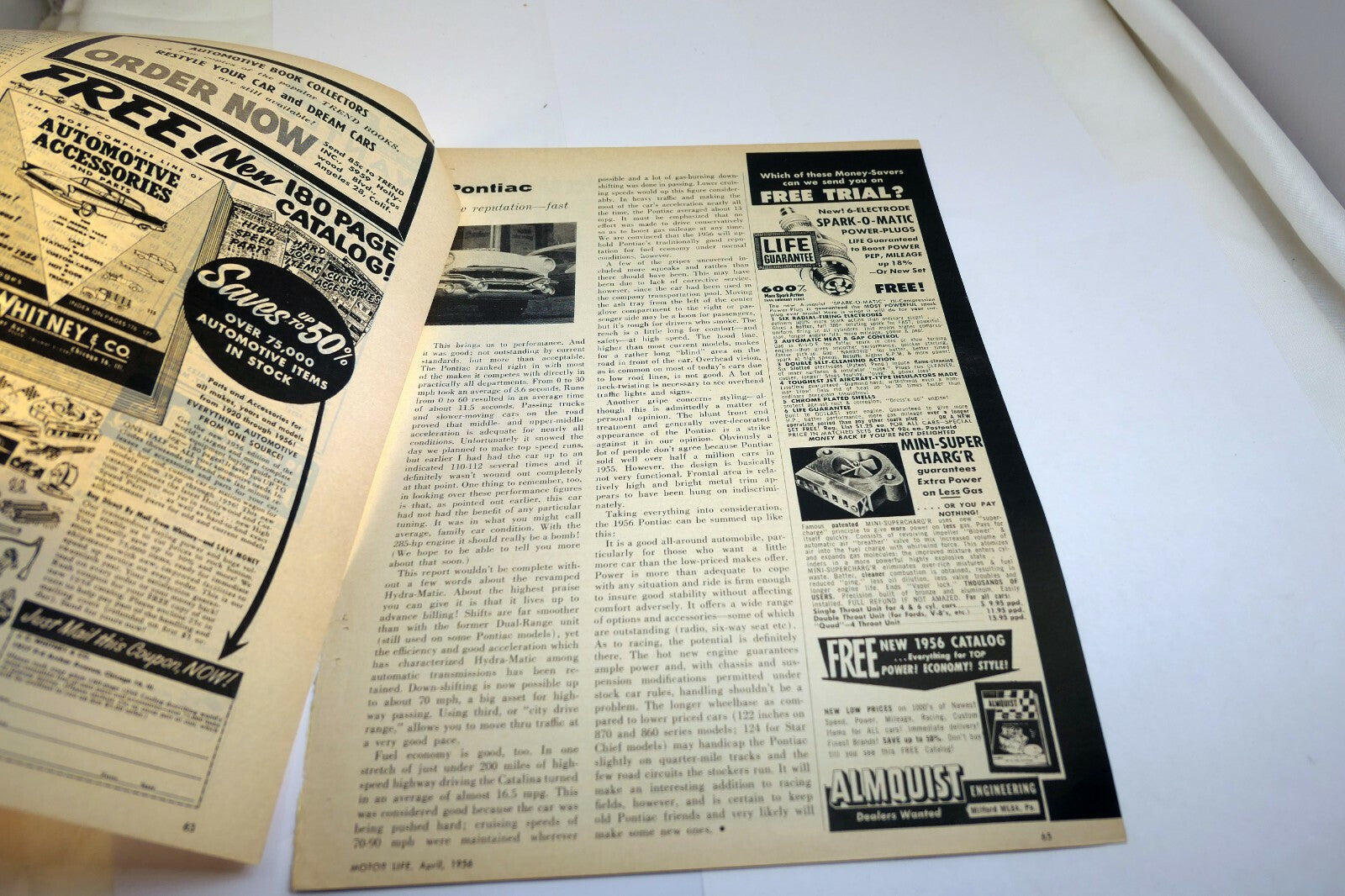 Pontiac 1956 Catalina Motor Life Magazine clipping advertisement Ad
