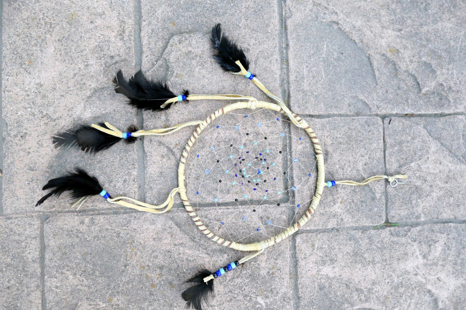 Black Handmade Dream Catcher Leather Feather Home Car Wall Decor Native American