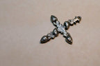 Metal Crucifix Cross Pendant Blue Moon stone torquoise tone 1.5"