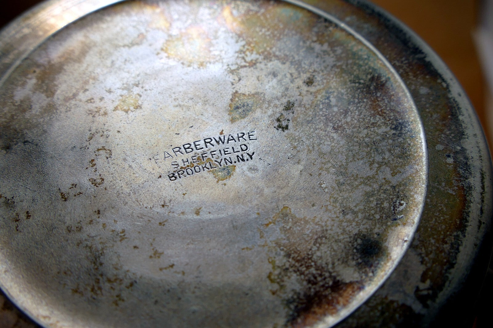 Farberware Sheffield Candy Dish Silver plate  Brooklyn NY 4.5" plate trinket