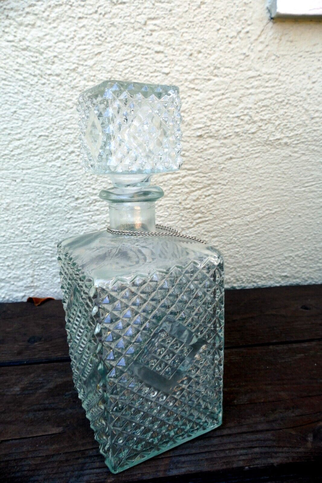 1 Litter Glass Decanter With Stopper 10" tall "Vodka" square