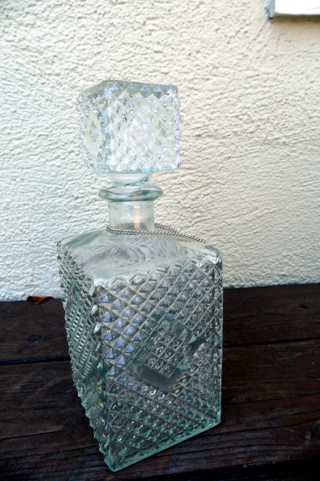 1 Litter Glass Decanter With Stopper 10" tall "Vodka" square