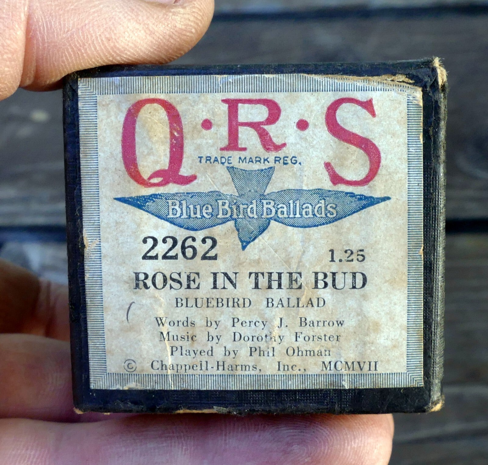 Qrs word roll blue bird ballads 2262 rose in the bud