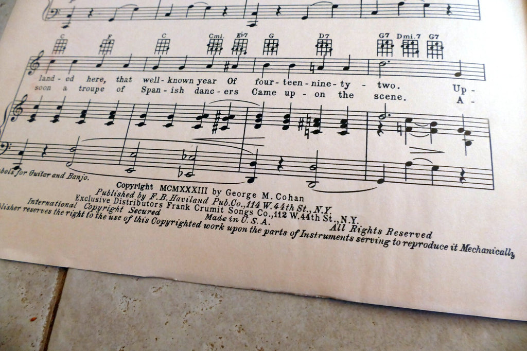 Indians and Trees by George Cohan 1933 Music Sheet New York USA