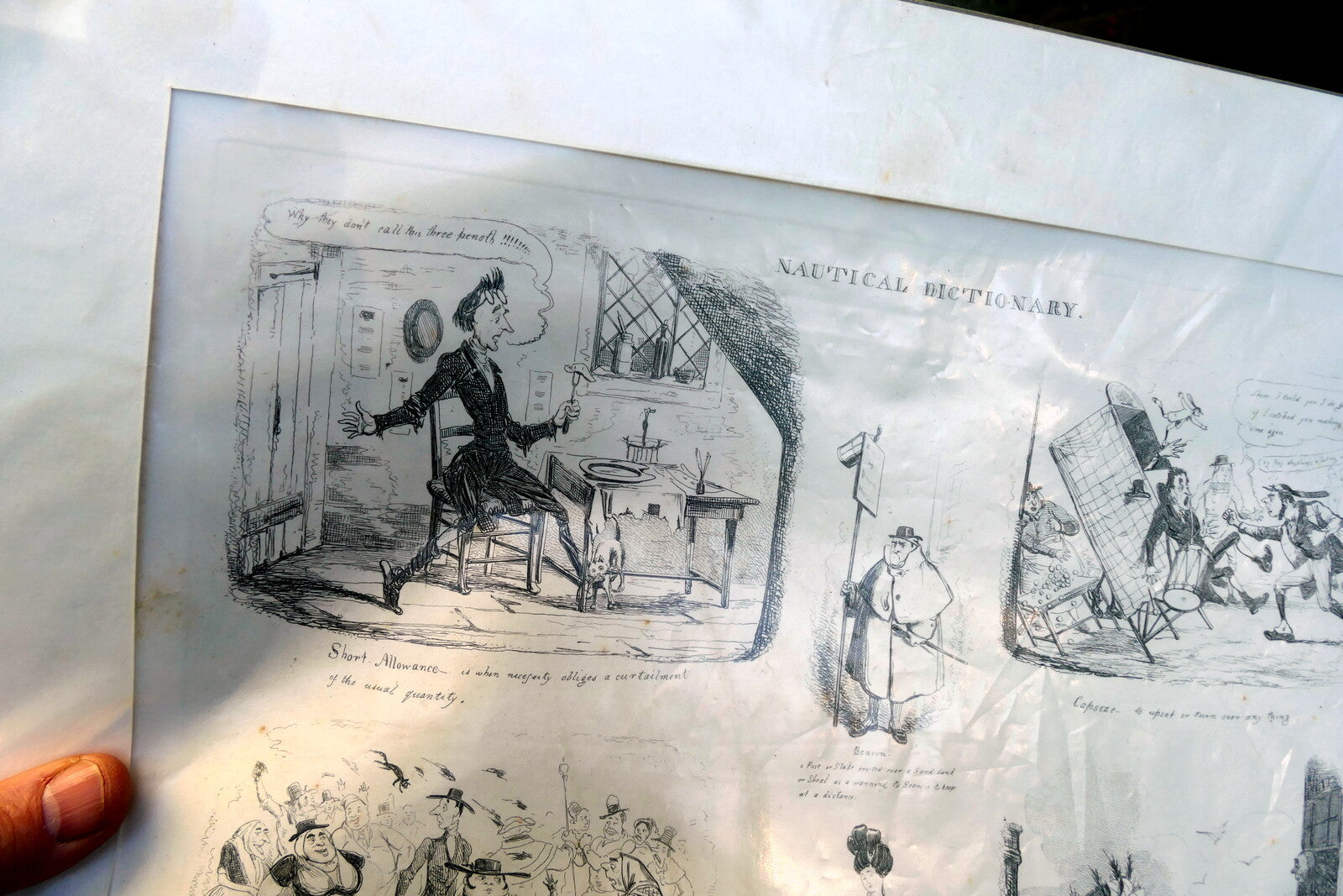 NAUTICAL DICTIONARY No 1 HENRY HEATH CARICATURE PRINT  1840 Victorian navy UK