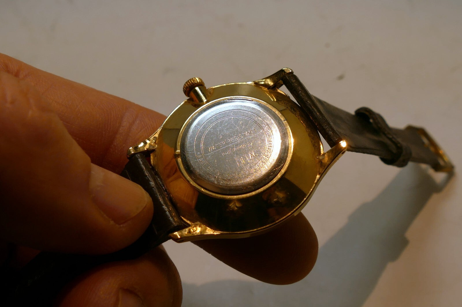 Acqua Quartz Unisex Gold Tone Watch Leather Band Water Resistant A6 - AS IS PART