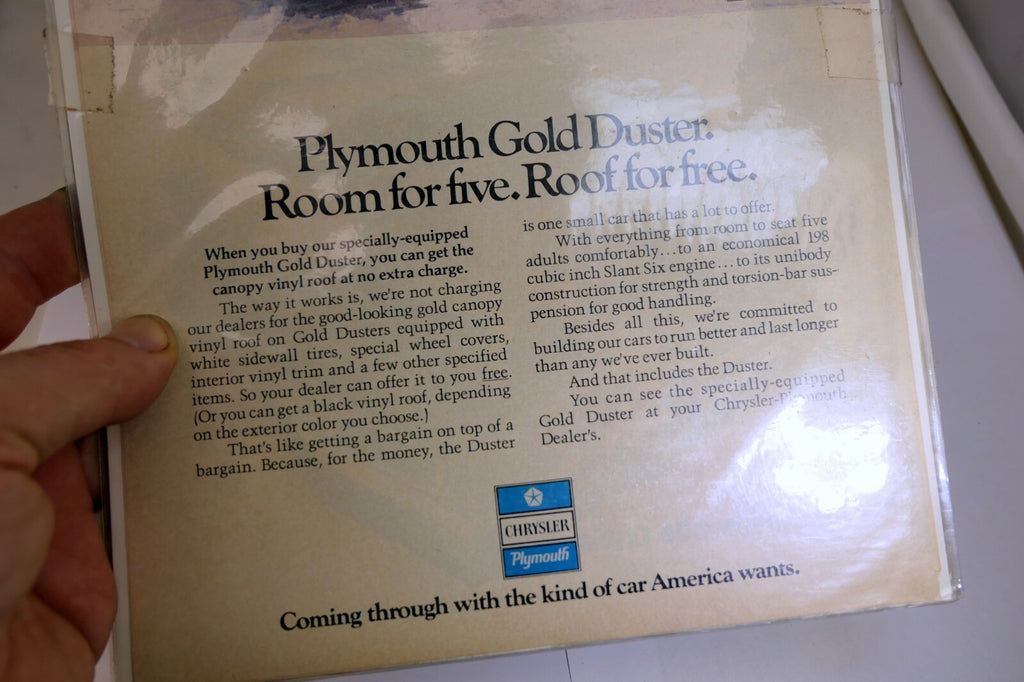 Plymouth Chrysler Gold Duster Magazine clipping advertisement Ad