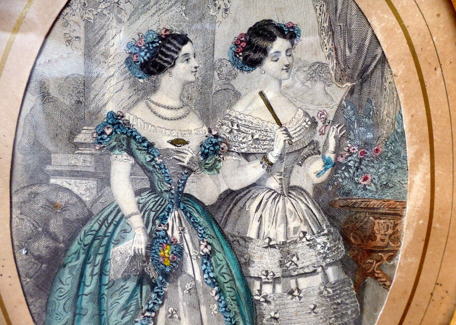 1854 jules david graham's paris fashion marriage antique engraving etching