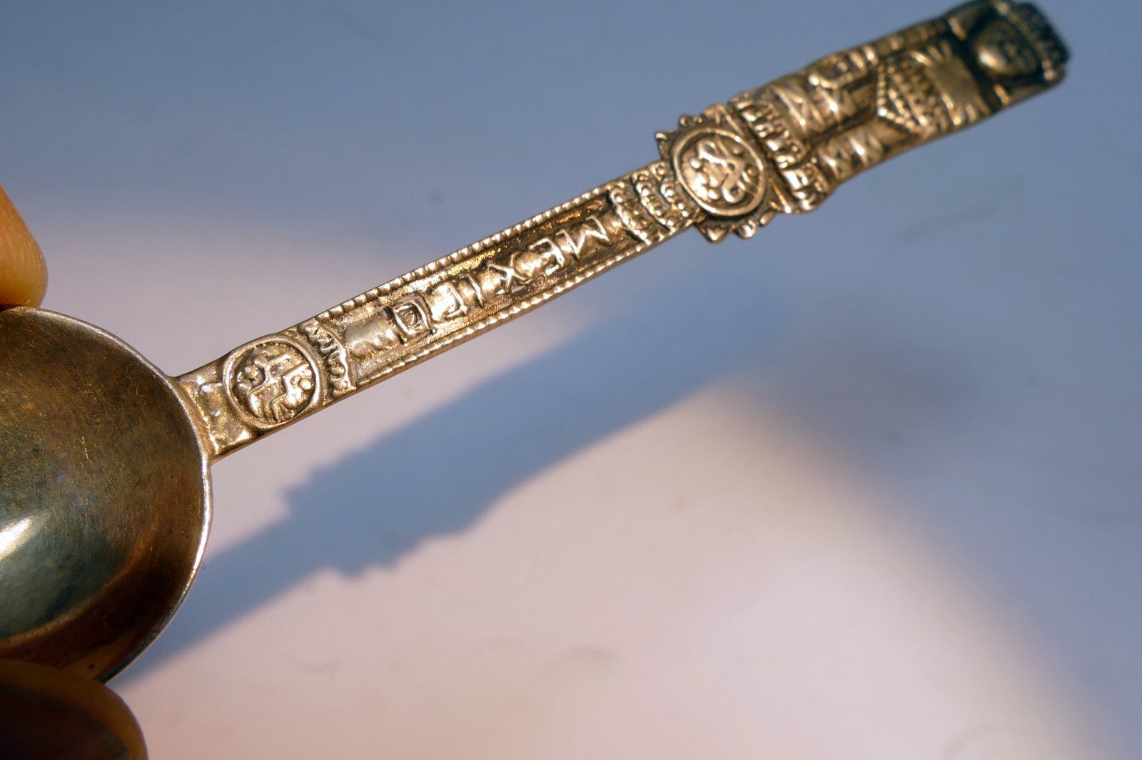 925 Sterling Silver - Aztec or Maya Tribal Warrior Spoon -  Mexico 10 gr.