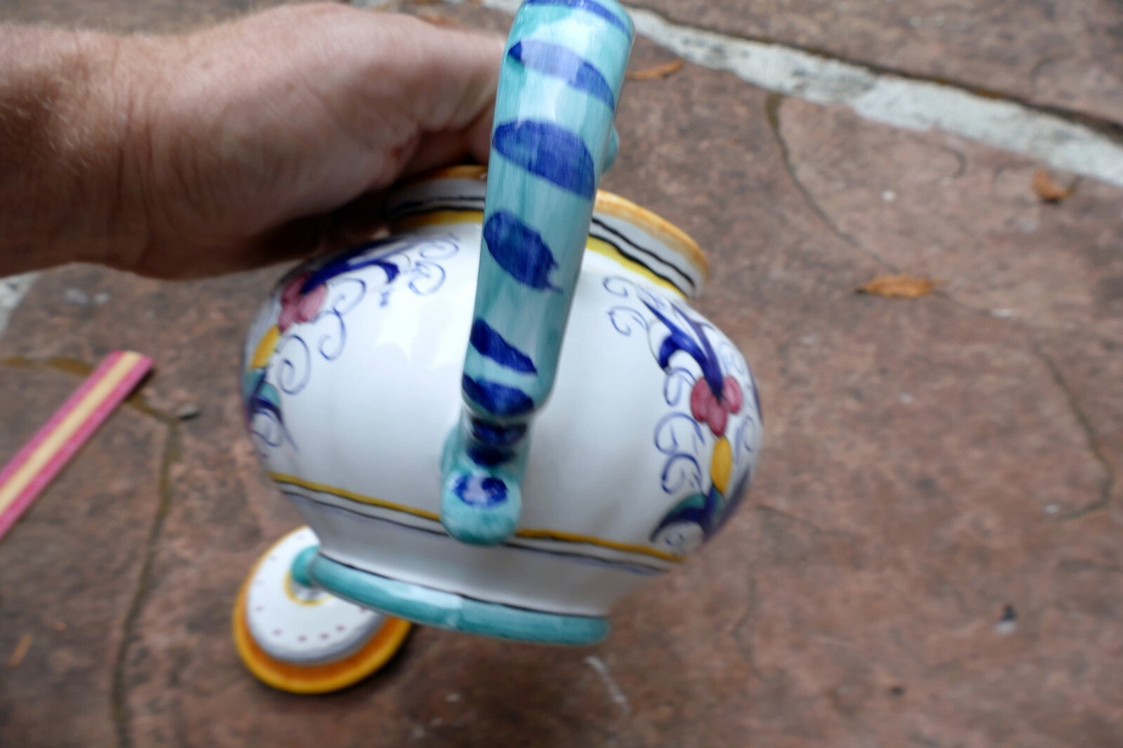 Splendor of Florence Floral Teapot Hand Painted 7” X 11” 7” Holds 5 Cups - Italy