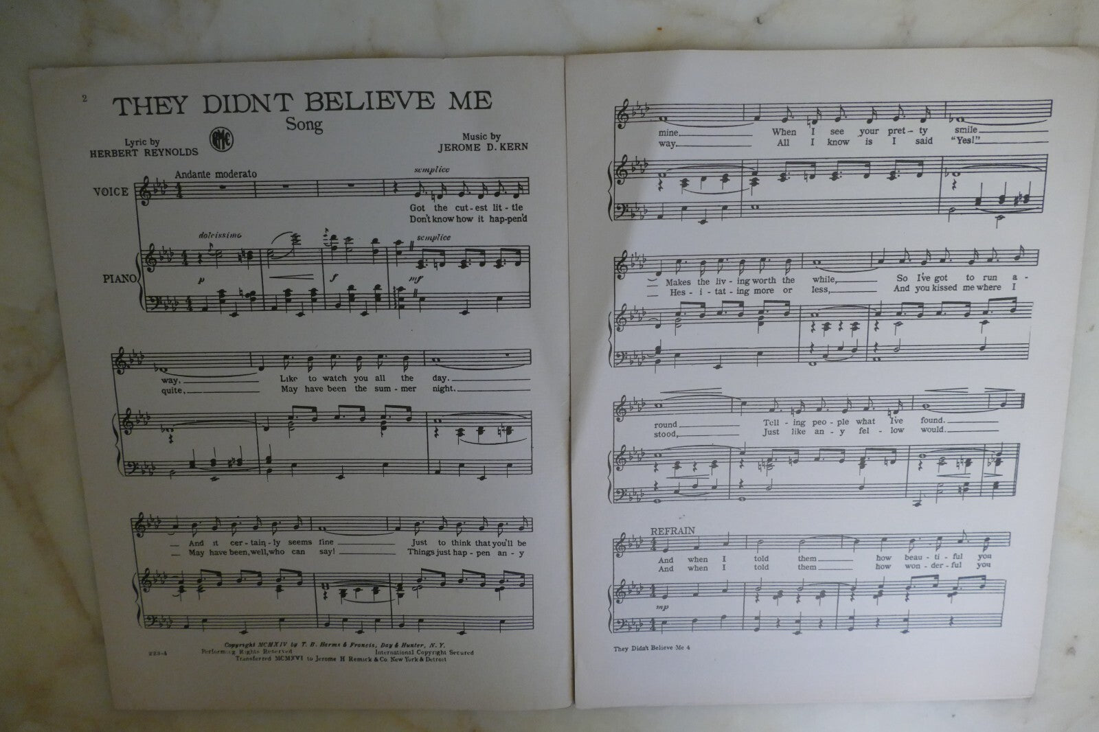 They Didn't Believe Me 1914 by Jerome Kern from "The Girl From Utah" musical