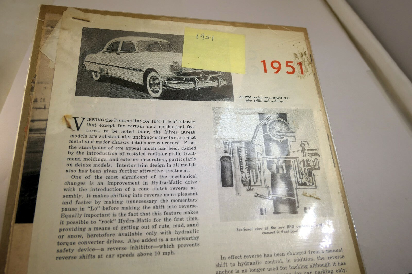 Pontiac 1950 hydromatic drive clippings review article automotive industries