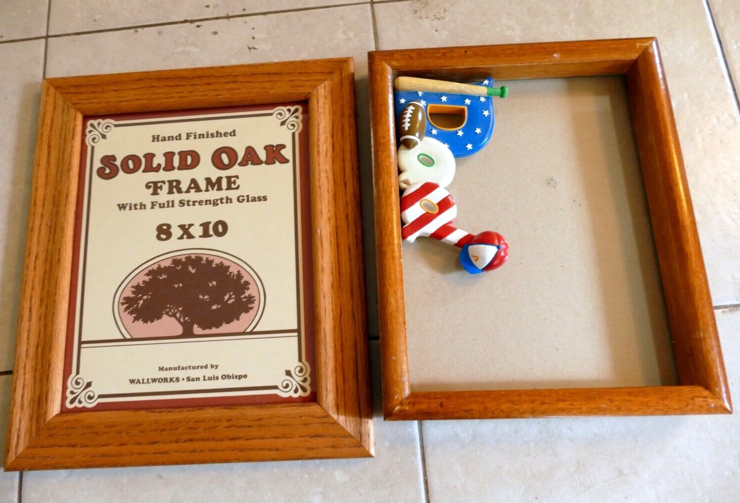 Pack of 2 oak solid wood picture portrait frame 8x10" art photo "dad" baseball