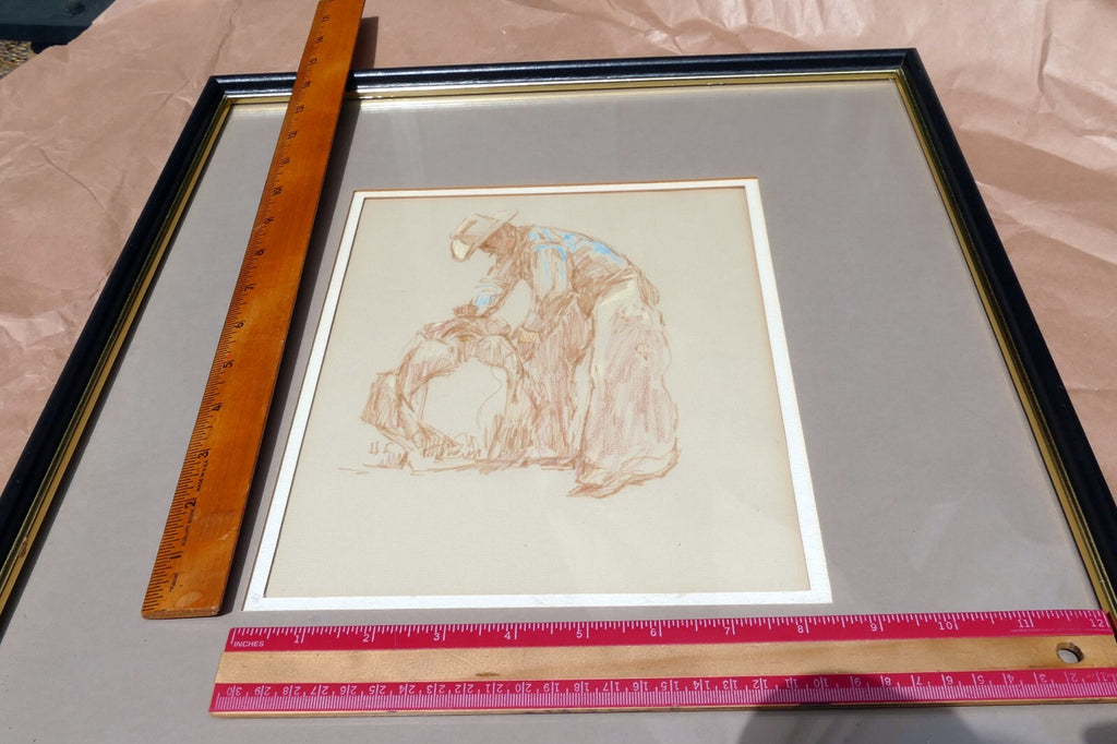 Mixed Media Colored Pencil Vaquero Cowboy HC Unsigned 1960's