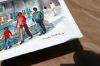 Beach people walking Watercolor by Freddie Fletcher  signed unframed 9X12"