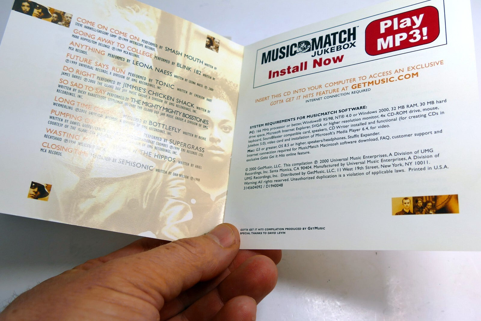 INLAY Cover ART Only - NO Case or CD included Gotta Get it Hits Alternative
