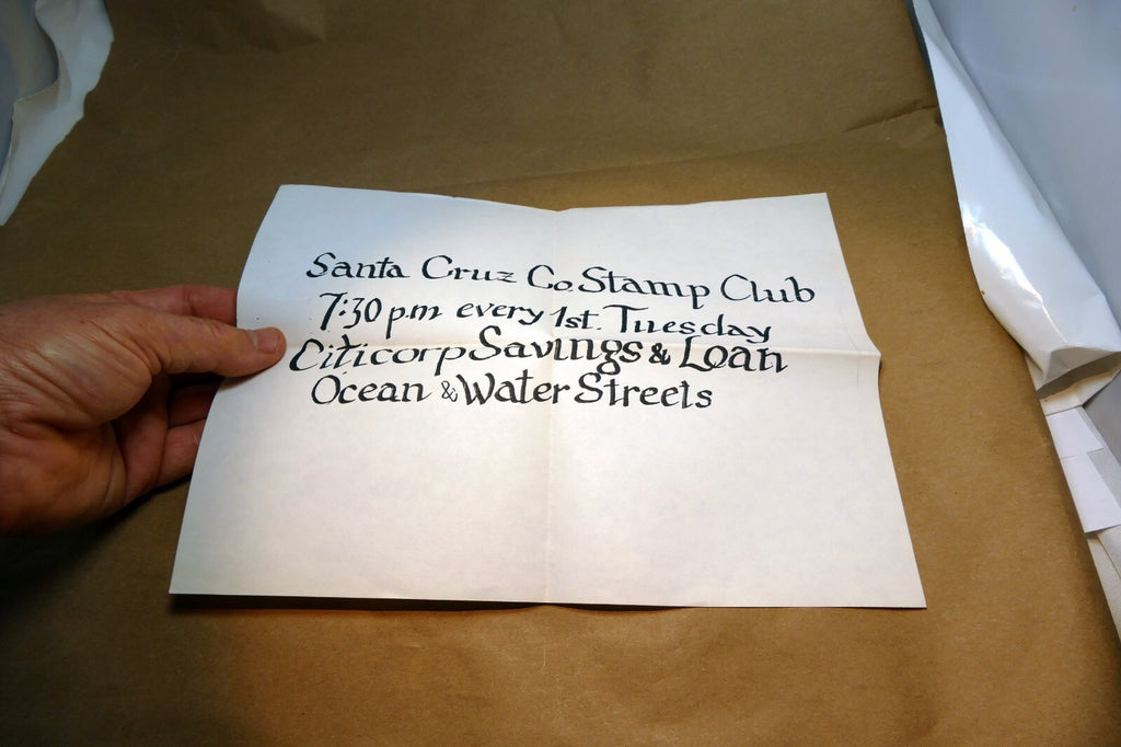 Santa Cruz Stamp Club Sign advertisement Add