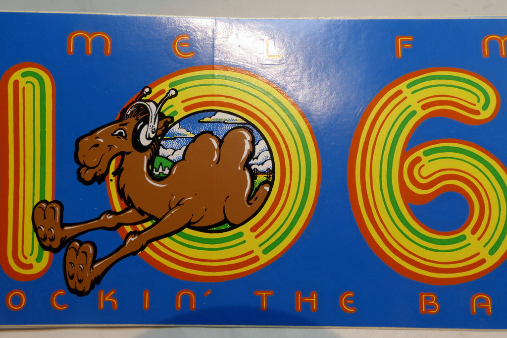 Kmel106 fm rockin the bay bumper sticker vintage 1980's rainbow camel