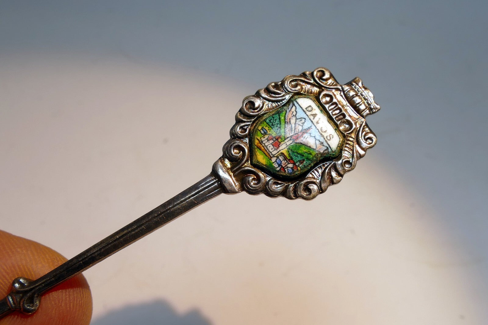 Vintage Souvenir Spoon Collectible Enamaled Davos Switzerland