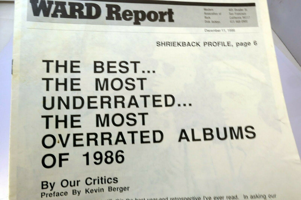 Ward report december 1986 best underrated albums progressive radio rock charts