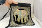 Shoulder Bag Handcrafted Myanmar Sequin Embroidered Tapestry Elephant Antique