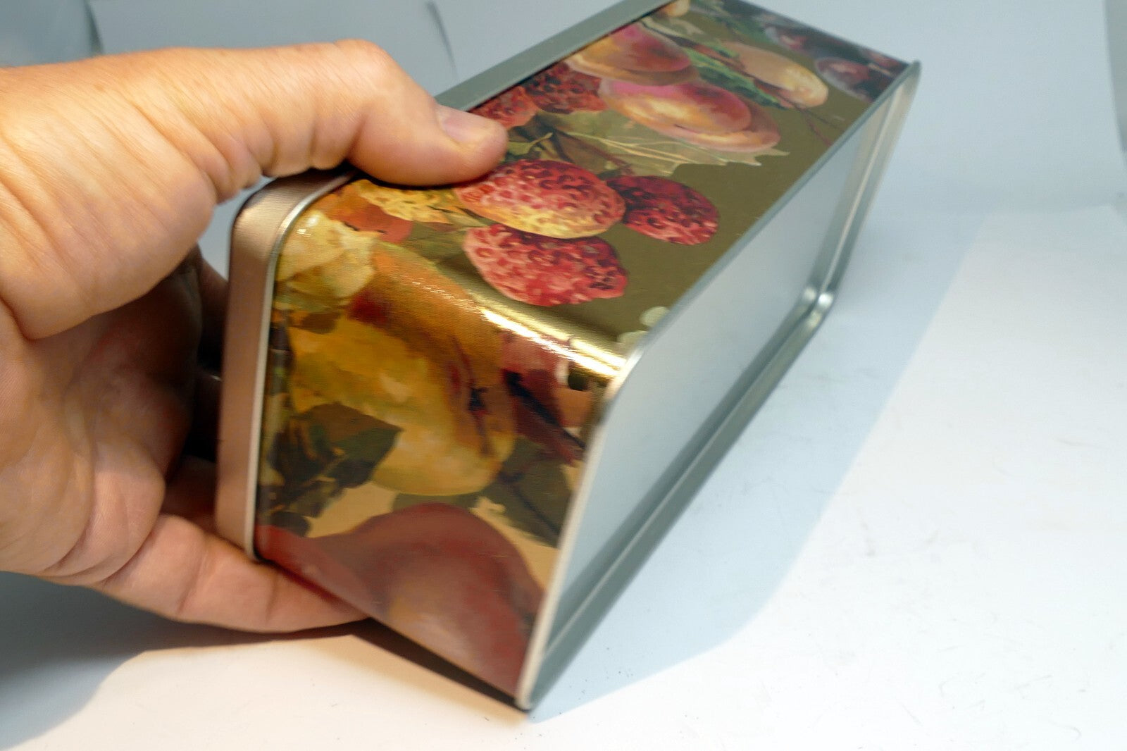 rectangle Tin Metal with grapes fruit plums strawberries
