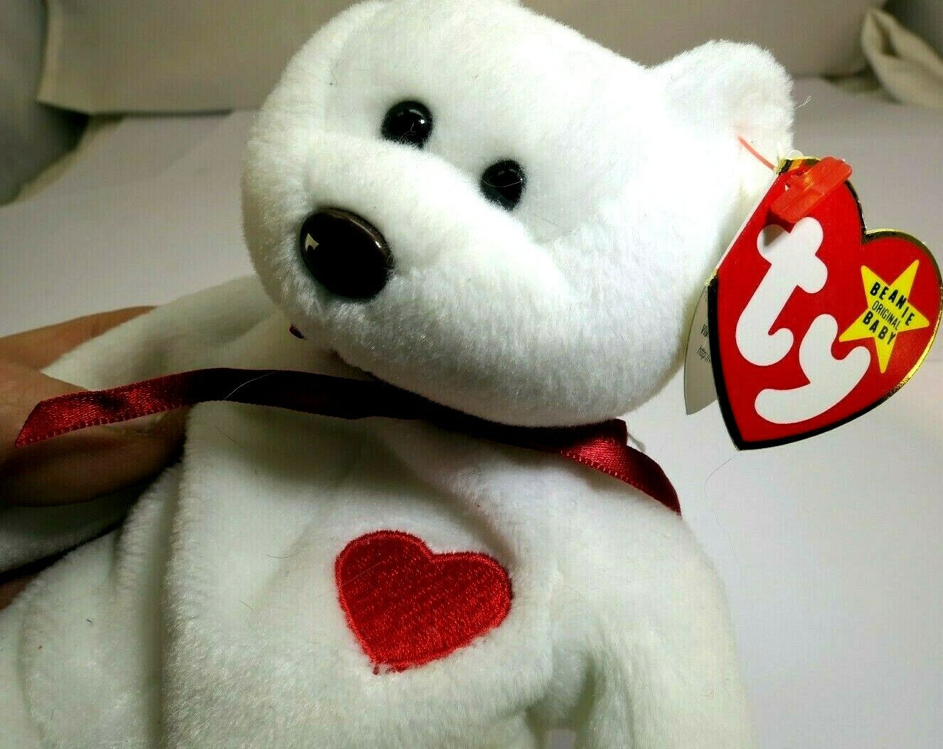 Ty beanie babies valentino teddy bear 1993 1994 errors brown nose style 4058