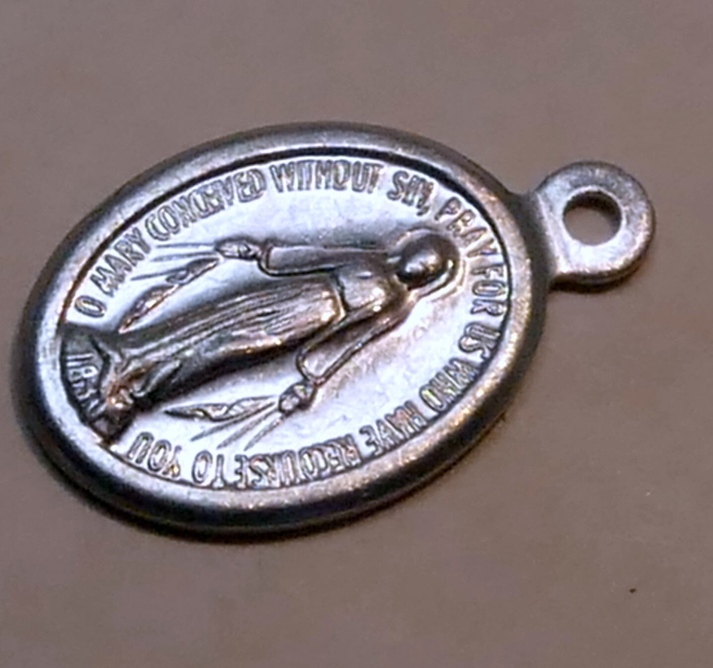 1830 O Mary Conceived Without Sin Pendant Charm pray for us vintage
