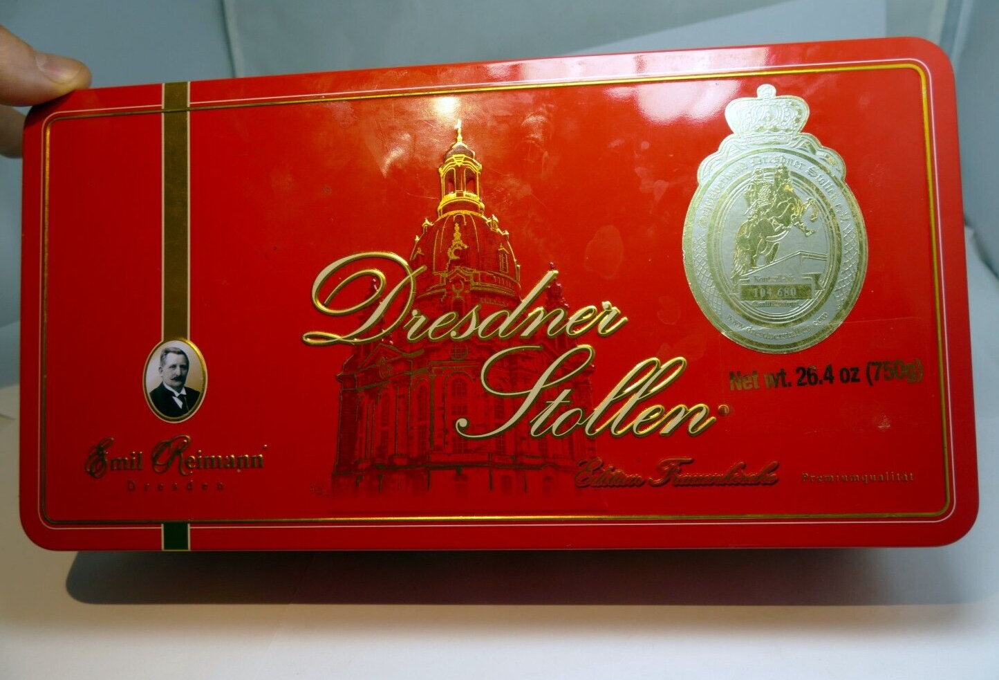 Original dresdner emil reimann tin box metal case germany 5.5x10.5" large