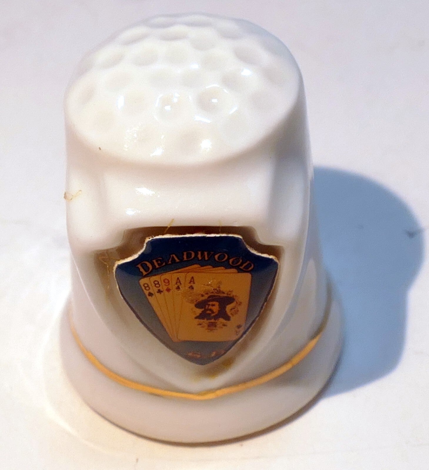 Porcelain thimble souvenir deadwood s.d. south dakota us