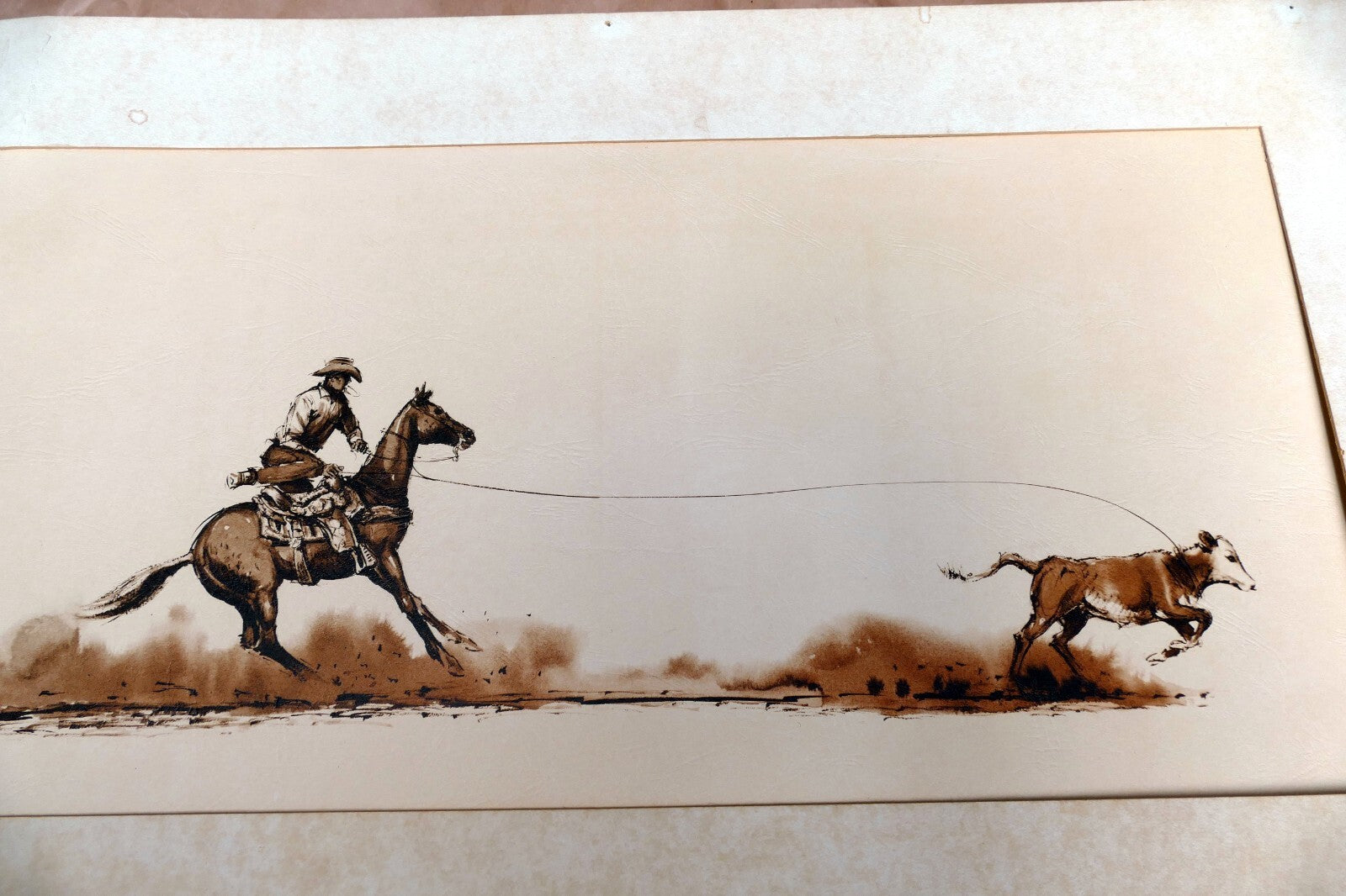 original artwork by artist  Rodeo Rider by Dick Rienstra Lithograph 10X20"