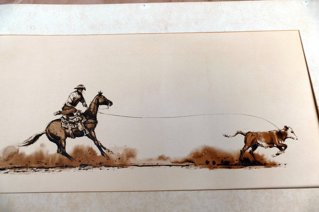 original artwork by artist  Rodeo Rider by Dick Rienstra Lithograph 10X20"
