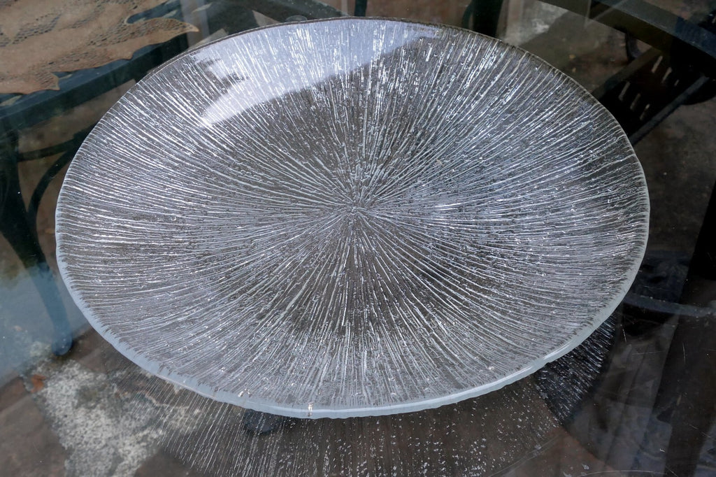 Sasaki Japan Rain Textured Clear Glass 11" Round Plate 11X11X1" Dinner Lunch