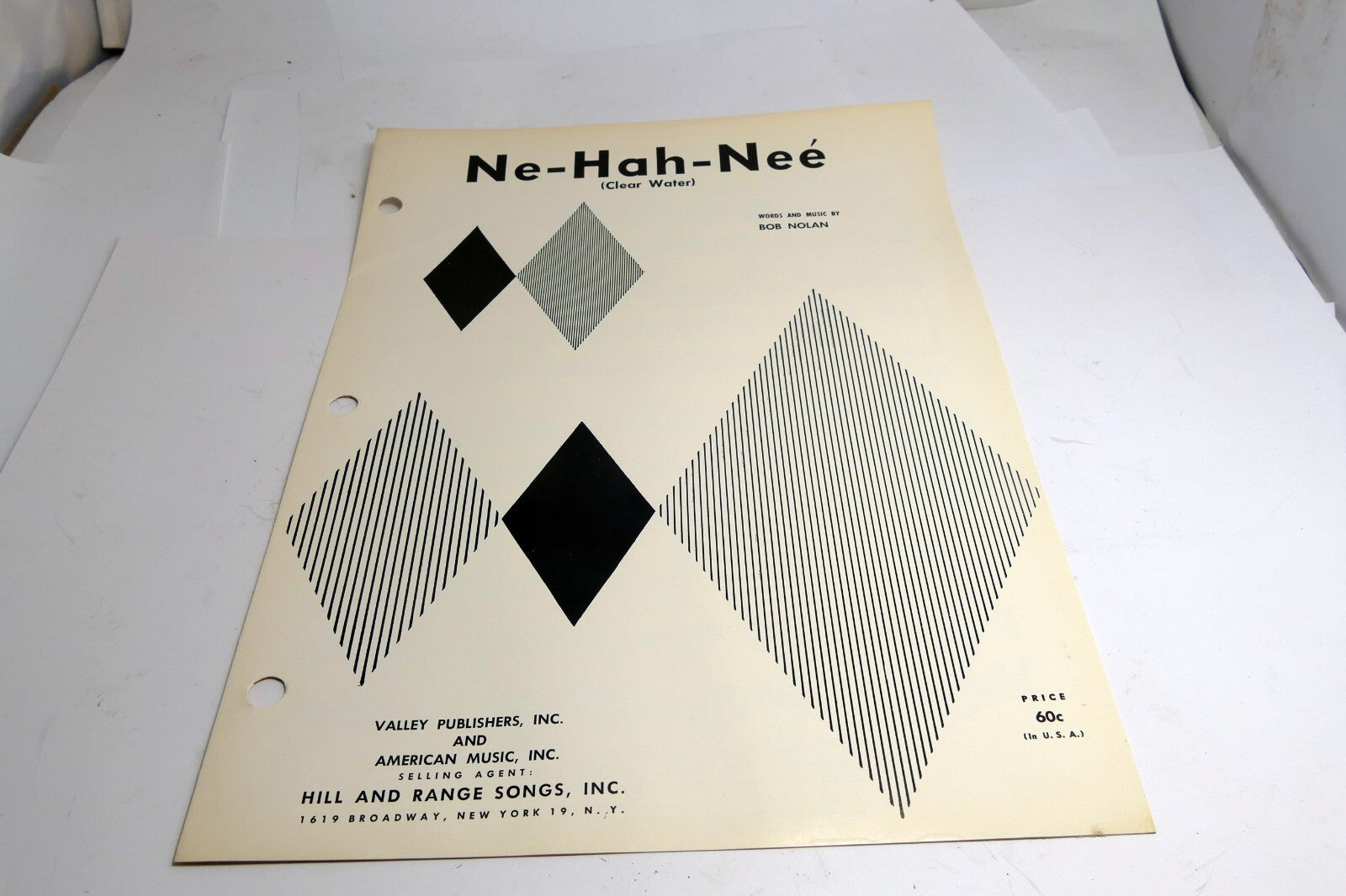 Ne-Hah-Nee Clear Water Bob Nolan  1942 Sheet Music