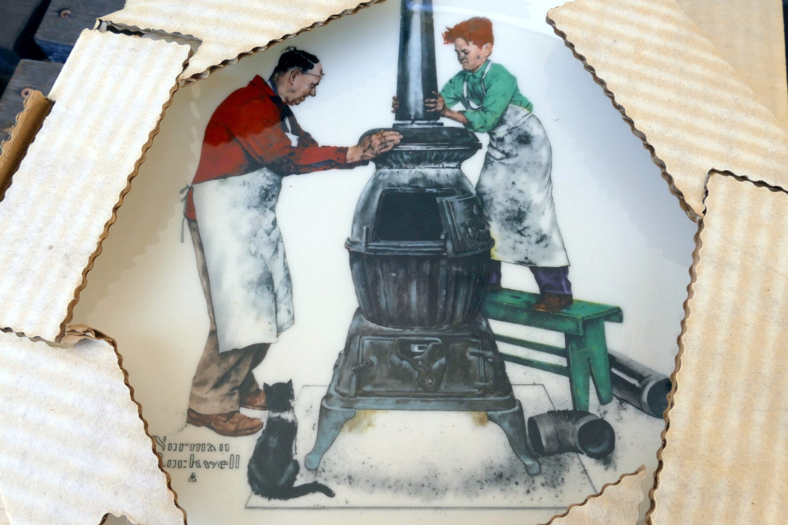 Norman rockwell 10.5” collector plate 1979 a helping hand fall seasons