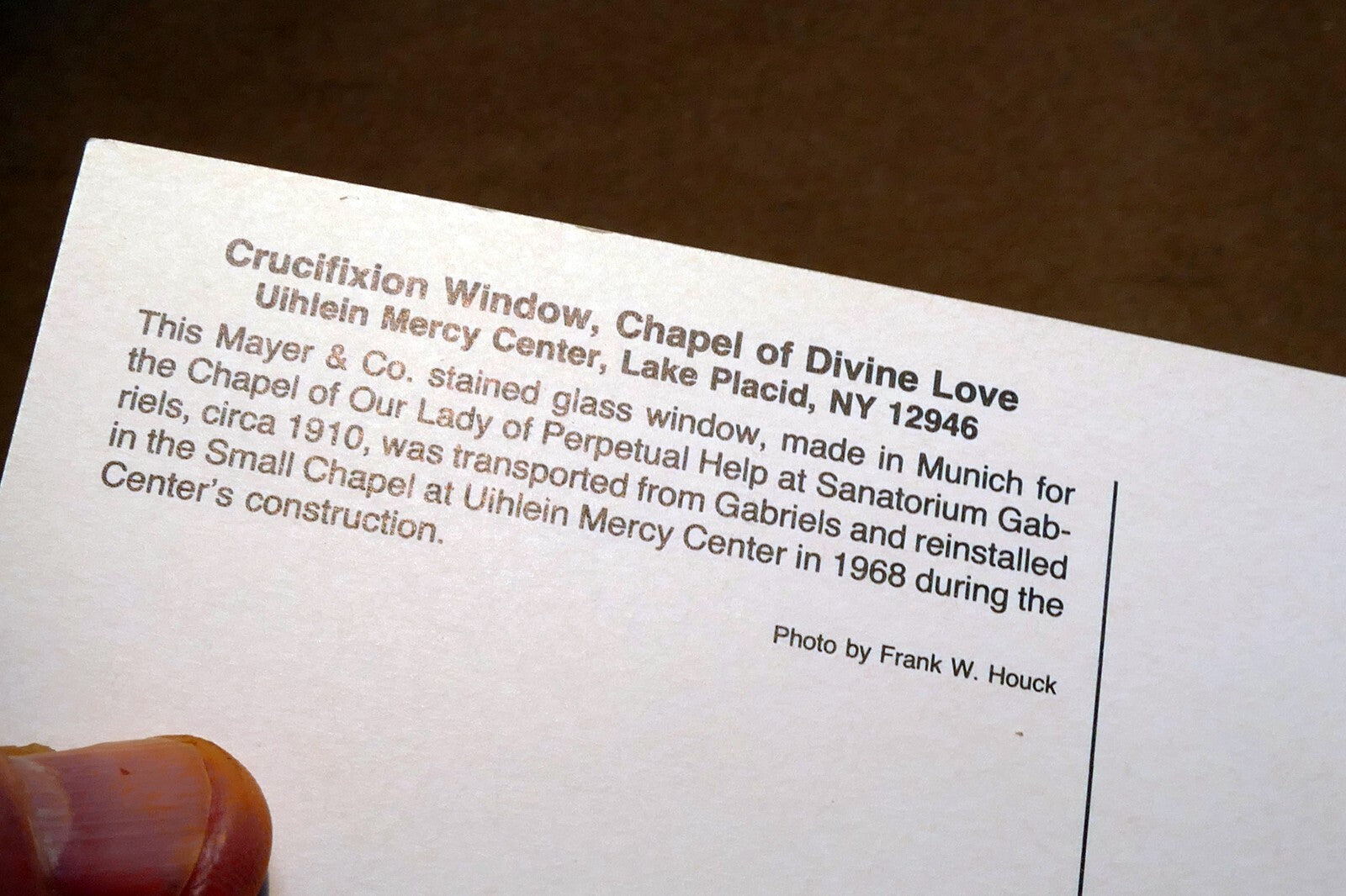 Crucifixion Window Chapel Devine Love Mercy Center Postcard Unposted